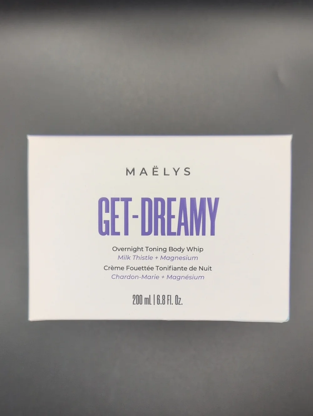 MAËLYS Get-Dreamy Overnight Toning Body Whip - White with Purple Text
